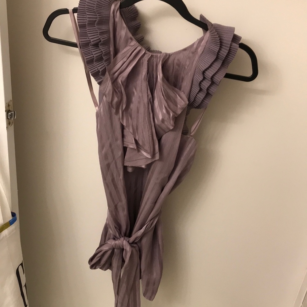 BCBG Silk Lavender Ruffle Top Size S